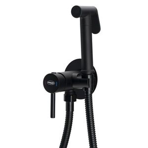 AQUALINE - Podomietková bidetová batéria so Stop sprškou, hadica 1, 2m, guľatá, čierna mat SK302B vyobraziť