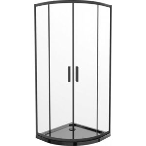 MEXEN/S - Rio štvrťkruhový sprchovací kút 80 x 80, transparent, čierny + vanička so sifónom Flat, čierny 863-080-080-70-00-4170B vyobraziť