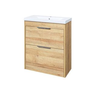 Mereo Vigo, kúpeľňová skrinka s keramickým umývadlom 61 cm, dub Riviera CN321 vyobraziť
