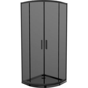 MEXEN/S - Rio sprchovací kút štvrťkruh 80x80, grafit, čierna + čierna vanička so sifónom 863-080-080-70-40-4170B vyobraziť