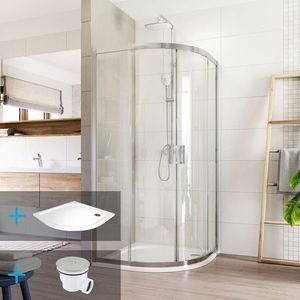MEREO Mereo Sprchový set: , LIMA, štvrťkruh, 90x90x190 cm, R 550, chróm ALU, sklo číre, vanička liaty mramor CK608B23KM vyobraziť
