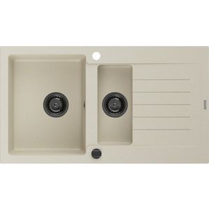 MEXEN/S MEXEN/S - Matias granitový drez 1.5 s odkvapkávačom 900x505 mm, béžová, + sifón grafit 6502901505-69-B vyobraziť