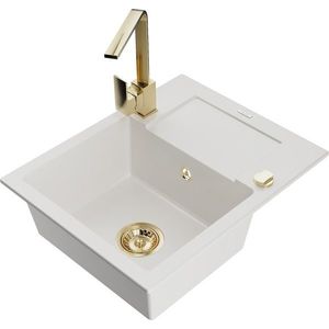 MEXEN/S MEXEN/S - Enzo granitový drez 1-miska s odkvapkávačom vrátane batérie Rita, biela 6506-20-670300-50 vyobraziť