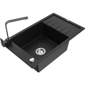 MEXEN/S MEXEN/S - Elias granitový drez 1-miska s odkvapkávačom vrátane batérie Rita, čierny 6511-77-670300-70 vyobraziť