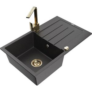 MEXEN/S MEXEN/S - Bruno granitový drez 1-miska s odkvapkávačom vrátane batérie Rita, čierny kropenatý 6513-76-670300-50 vyobraziť