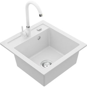 MEXEN/S MEXEN/S - Vito granitový drez 1-miska vrátane batérie Telma, biela 6503-20-670200-20 vyobraziť