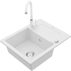 MEXEN/S MEXEN/S - Enzo granitový drez 1 s odkvapkávačom vrátane batérie Telma, biela 6506-20-670200-20 vyobraziť