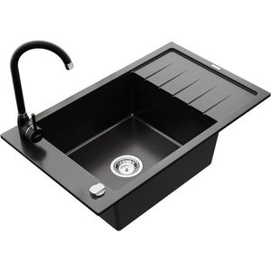 MEXEN/S MEXEN/S - Elias granitový drez 1 s odkvapkávačom vrátane batérie Telma, čierna 6511-77-670200-70 vyobraziť