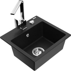 MEXEN/S MEXEN/S - Milo granitový drez 1-miska vrátane batérie Rita, čierny 6505-77-670300-00 vyobraziť