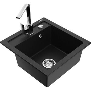 MEXEN/S MEXEN/S - Vito granitový drez 1-miska vrátane batérie Rita, čierna 6503-77-670300-00 vyobraziť