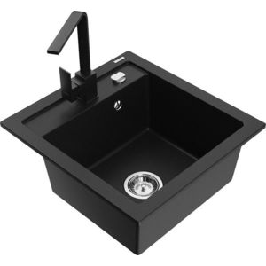MEXEN/S MEXEN/S - Vito granitový drez 1-miska vrátane batérie Rita, čierna 6503-77-670300-70 vyobraziť