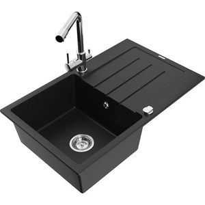 MEXEN/S MEXEN/S - Bruno granitový drez s odkvapkávačom vrátane batérie Duero, čierna 6513-77-671600-00 vyobraziť