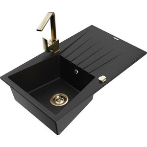 MEXEN/S MEXEN/S - Cesar granitový drez 1-miska s odkvapkávačom vrátane batérie Rita, čierny 6514-77-670300-50 vyobraziť