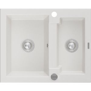 MEXEN MEXEN - Carlos granitový drez 1.5 582x475 mm, biela, sifón chróm 6518581500-20 vyobraziť