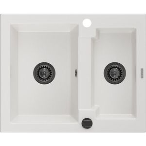 MEXEN/S MEXEN/S - Carlos s granitový drez 1.5 582 x 475 mm, biela, + čierny sifón 6518581500-20-B vyobraziť