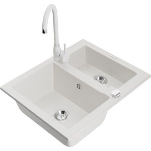 MEXEN/S MEXEN/S - Carlos granitový drez 1.5 vrátane batérie Telma, biela 6518-20-670200-20 vyobraziť