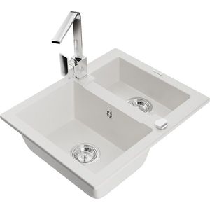 MEXEN/S MEXEN/S - Carlos granitový drez 1.5 vrátane batérie Rita, biela 6518-20-670300-00 vyobraziť