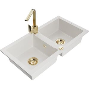 MEXEN/S MEXEN/S - Mario granitový drez 2-bowly vrátane batérie Rita, biela 6504-20-670300-50 vyobraziť