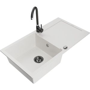 Granitový dřez s kuchyňskou baterií MEXEN LEO bílý vyobraziť