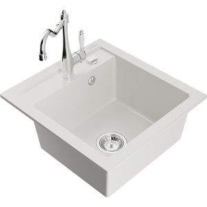 MEXEN/S MEXEN/S - Vito granitový drez 1-miska vrátane batérie Carla, biela 6503-20-670700-00 vyobraziť