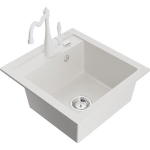 MEXEN/S MEXEN/S - Vito granitový drez 1-miska vrátane batérie Carla, biela 6503-20-670700-20 vyobraziť