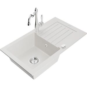 MEXEN/S MEXEN/S - Pablo granitový drez 1 s odkvapkávačom vrátane batérie Carla, biela 6510-20-670700-00 vyobraziť