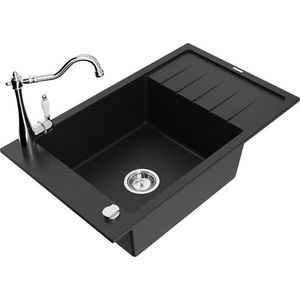 MEXEN/S MEXEN/S - Elias granitový drez 1-miska s odkvapkávačom vrátane batérie Carla, čierna 6511-77-670700-00 vyobraziť