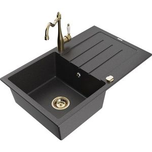 MEXEN/S MEXEN/S - Bruno granitový drez 1-miska s odkvapkávačom vrátane batérie Carla, čierna kropenatá 6513-76-670700-50 vyobraziť