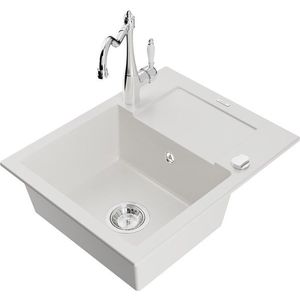 MEXEN/S MEXEN/S - Enzo granitový drez 1 s odkvapkávačom vrátane batérie Carla, biela 6506-20-670700-00 vyobraziť