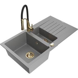 MEXEN/S MEXEN/S - Matias granitový drez 1.5 s odkvapkávačom vrátane batérie Aster, šedá 6502-71-73450-57-G vyobraziť