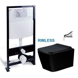 PRIM predstenový inštalačný systém bez tlačidla + WC MEXEN TEO ČERNÁ Rimless + SEDADLO PRIM_20/0026 X ME02 vyobraziť