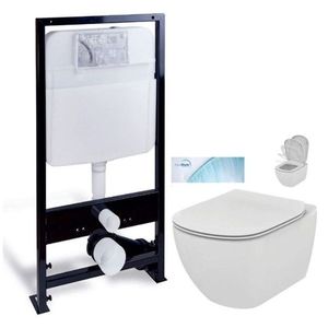 PRIM predstenový inštalačný systém bez tlačidla + WC Ideal Standard Tesi so sedadlom SoftClose, AquaBlade PRIM_20/0026 X TE1 vyobraziť