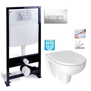 PRIM předstěnový instalační systém s chromovým tlačítkem 20/0041 + WC JIKA LYRA PLUS RIMLESS + SEDADLO duraplastu SLOWCLOSE PRIM_20/0026 41 LY2 vyobraziť