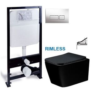 PRIM předstěnový instalační systém s chromovým tlačítkem 20/0041 + WC MEXEN TEO ČERNÁ Rimless + SEDADLO PRIM_20/0026 41 ME02 vyobraziť