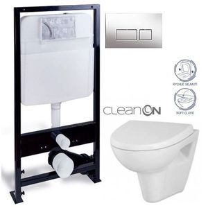 PRIM předstěnový instalační systém s chromovým tlačítkem 20/0041 + WC CERSANIT CLEANON PARVA + SEDADLO PRIM_20/0026 41 PA1 vyobraziť