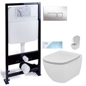PRIM předstěnový instalační systém s chromovým tlačítkem 20/0041 + WC Ideal Standard Tesi so sedadlom SoftClose, AquaBlade PRIM_20/0026 41 TE1 vyobraziť