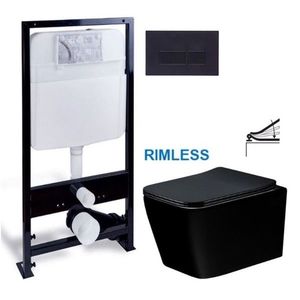 PRIM predstenový inštalačný systém s čiernym tlačidlom 20/0044 + WC MEXEN TEO ČERNÁ Rimless + SEDADLO PRIM_20/0026 44 ME02 vyobraziť