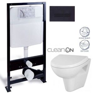 PRIM predstenový inštalačný systém s čiernym tlačidlom 20/0044 + WC CERSANIT CLEANON PARVA + SEDADLO PRIM_20/0026 44 PA1 vyobraziť