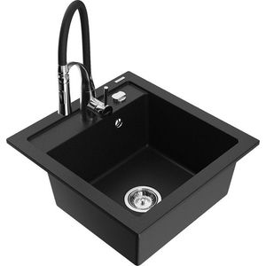 MEXEN/S MEXEN/S - Vito granitový drez 1-miska vrátane batérie Aster, čierna 6503-77-73450-07 vyobraziť