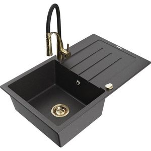 MEXEN/S MEXEN/S - Bruno granitový drez s odkvapkávačom vrátane batérie Aster, čierna kropenatá 6513-76-73450-57-G vyobraziť