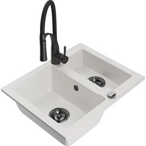 MEXEN/S MEXEN/S - Carlos granitový drez 1.5 vrátane batérie Aster, biela 6518-20-73450-70-B vyobraziť