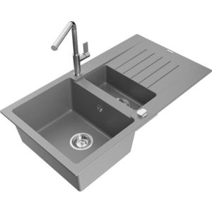 MEXEN/S MEXEN/S - Matias granitový drez 1.5 s odkvapkávačom vrátane batérie Flora, šedá 6502-71-670401-00 vyobraziť