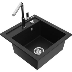 MEXEN/S MEXEN/S - Vito granitový drez 1-miska vrátane batérie Flora, čierna 6503-77-670401-00 vyobraziť