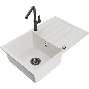 MEXEN/S MEXEN/S - Bruno granitový drez 1 s odkvapkávačom vrátane batérie Flora, biela 6513-20-670401-70-B vyobraziť