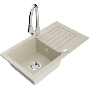 MEXEN/S MEXEN/S - Pablo granitový drez 1 s odkvapkávačom vrátane batérie Elia, béžová 6510-69-670101-00 vyobraziť