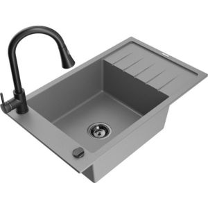 MEXEN/S MEXEN/S - Elias granitový drez 1 s odkvapkávačom vrátane batérie Elia, šedá 6511-71-670101-70-B vyobraziť