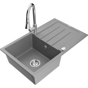 MEXEN/S MEXEN/S - Bruno granitový drez 1 s odkvapkávačom vrátane batérie Elia, šedá 6513-71-670101-00 vyobraziť