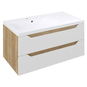 SAPHO - WAVE umývadlová skrinka 89, 7x45x47, 8cm, ľavá, biela/dub Alabama WA092-3022 vyobraziť