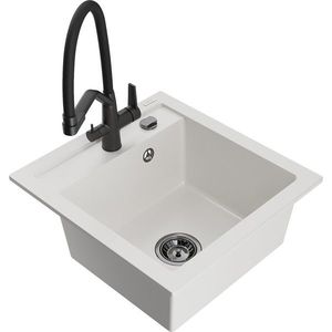 MEXEN/S MEXEN/S - Vito granitový drez 1-miska vrátane batérie Duo, biela 6503-20-671701-70-B vyobraziť