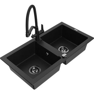 MEXEN/S MEXEN/S - Mario granitový drez 2-bowly vrátane batérie Duo, čierna 6504-77-671701-70-B vyobraziť